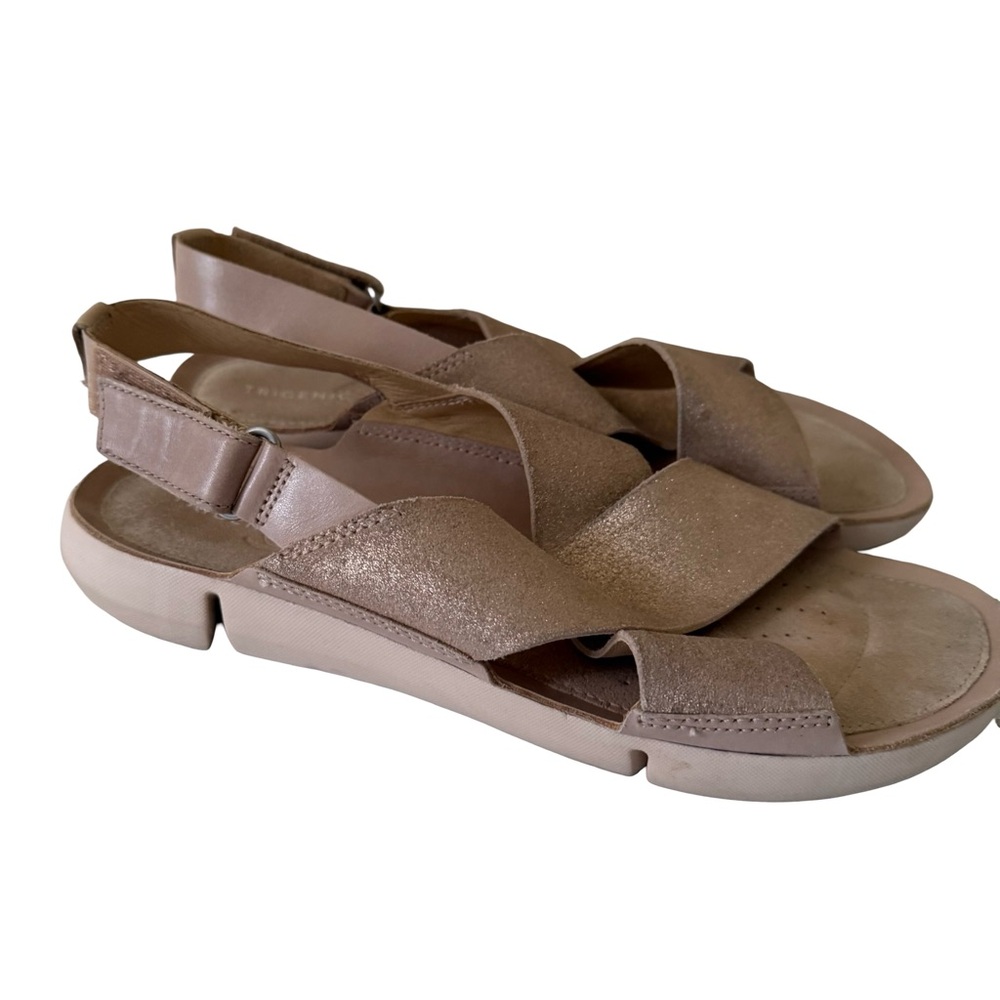 CLARKS Trigenic TRI CHLOE Metallic Shiny Sandals Size US 10